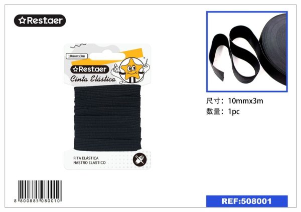 Elástico negro 10mm*3m - Accesorios de costura