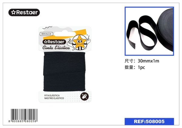 Elástico negro 30mm*1m - Accesorios de costura