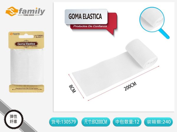 Goma elástica blanca 8.0x2m para costura y manualidades