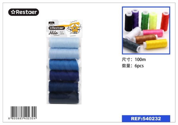 HILO (gradiente azul) 6PCS 100M - Accesorios de costura