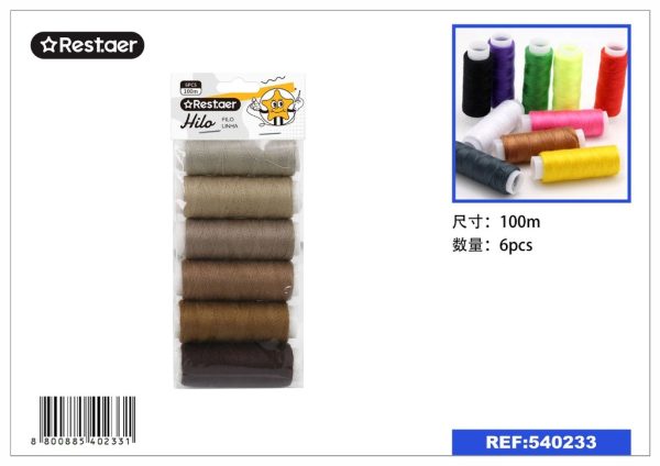 HILO (gradiente marrón) 6PCS 100M - Accesorios de costura