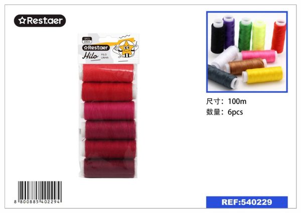 HILO (gradiente rojo) 6PCS 100M - Accesorios de costura