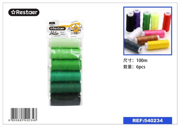 HILO (gradiente verde) 6PCS 100M - Accesorios de costura