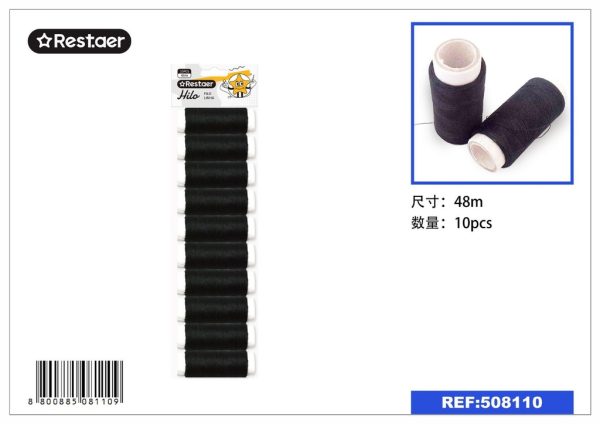 Hilo 54G negro 10 pcs - Accesorios de costura