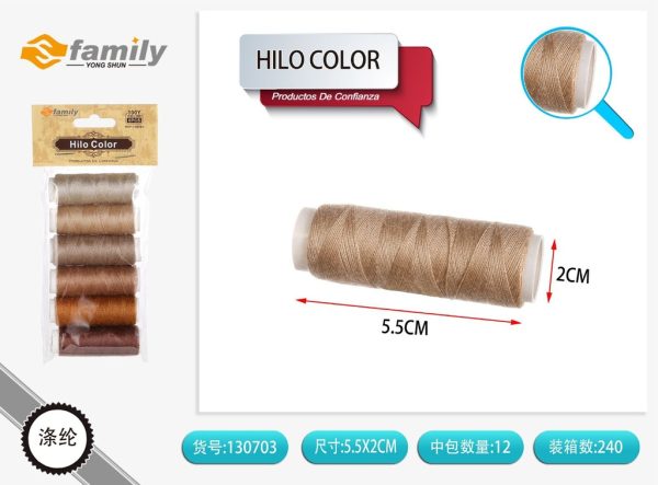 Hilo colorido en degradado marrón 6PCS - Accesorios de costura