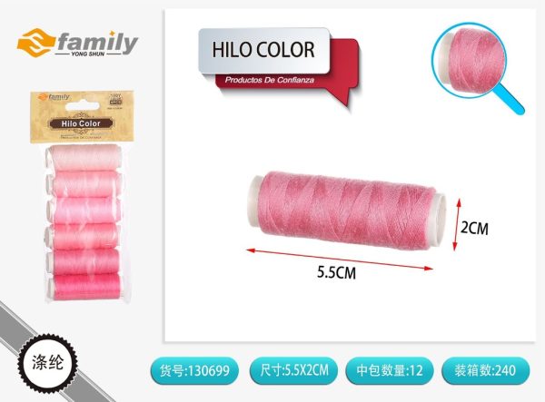 Hilo colorido en degradado rosa 6PCS - Accesorios de costura