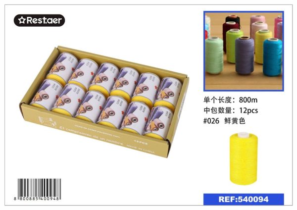 Hilo de 800 metros color amarillo - Material de costura
