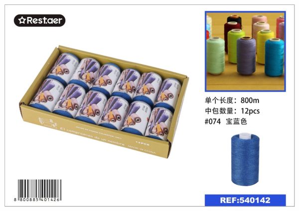 Hilo de 800 metros color azul real - Material de costura