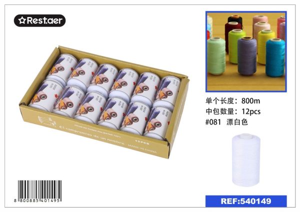 Hilo de 800 metros color blanco - Material de costura