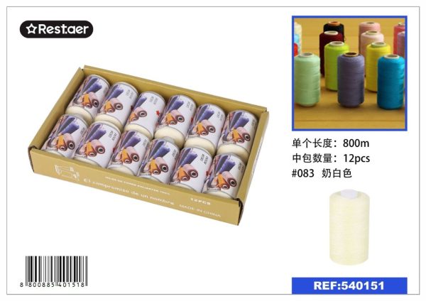 Hilo de 800 metros color blanco roto - Material de costura
