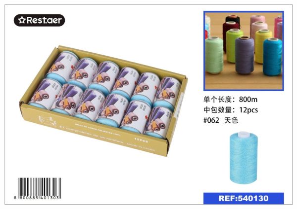 Hilo de 800 metros color celeste - Material de costura