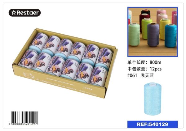 Hilo de 800 metros color celeste claro - Material de costura