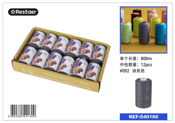 Hilo de 800 metros color gris carbón - Material de costura