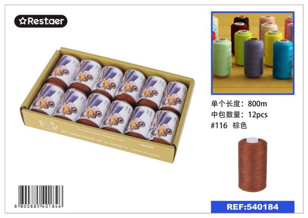 Hilo de 800 metros color marrón - Material de costura - Imagen 2