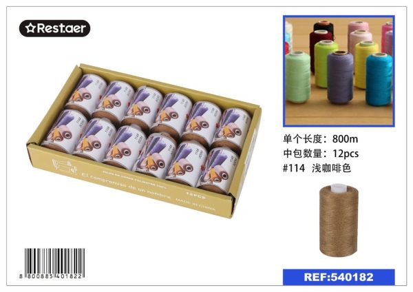 Hilo de 800 metros color marrón claro - Material de costura