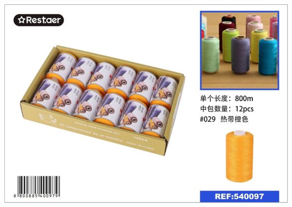 Hilo de 800 metros color naranja tropical - Material de costura