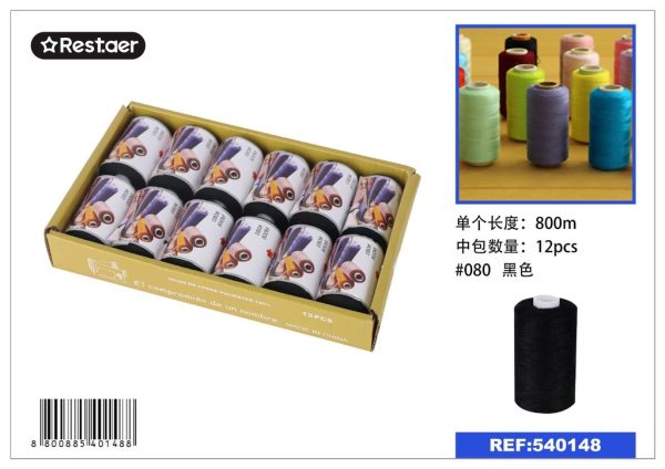 Hilo de 800 metros color negro - Material de costura
