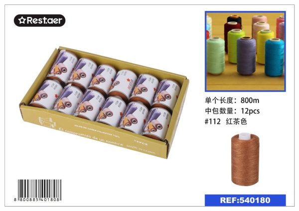 Hilo de 800 metros color rojo chocolate - Material de costura