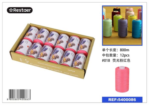 Hilo de 800 metros color rosa choque - Material de costura