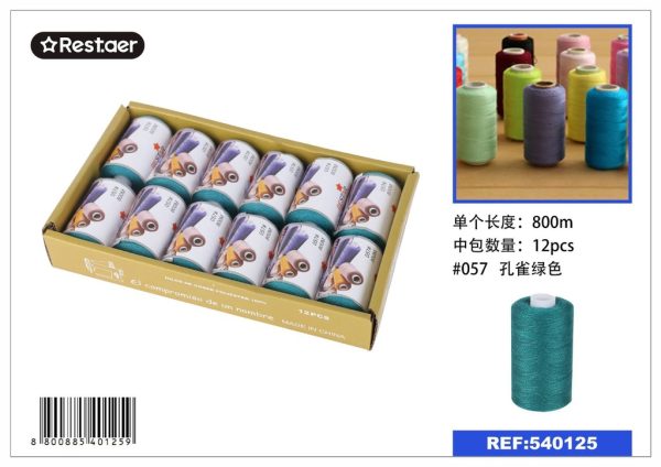 Hilo de 800 metros color verde agua - Material de costura