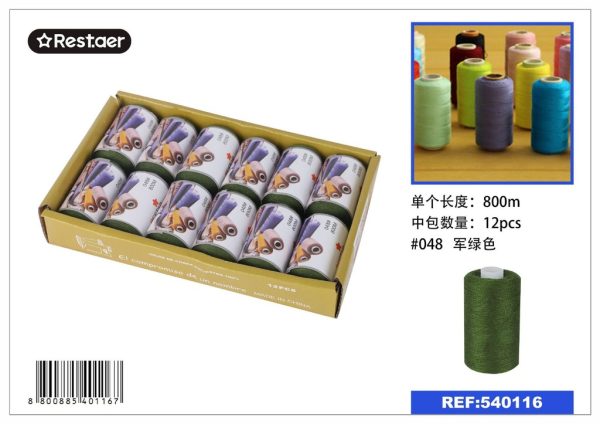 Hilo de 800 metros color verde militar - Material de costura