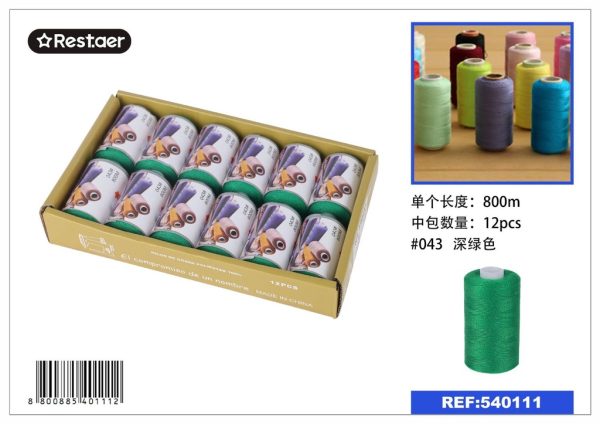 Hilo de 800 metros color verde oscuro - Material de costura