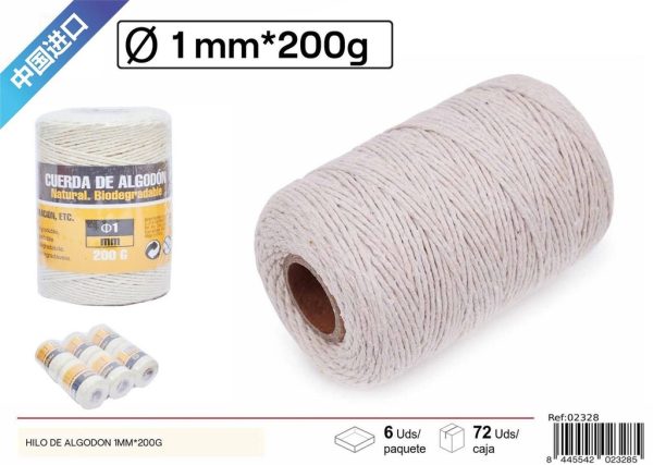 Hilo de algodón natural 1.0 mm x 200 g - Ferretería y accesorios de costura