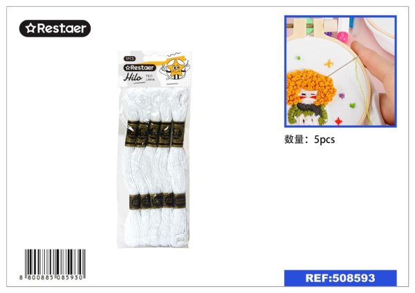 Hilo de bordado blanco 5pcs para costura y manualidades