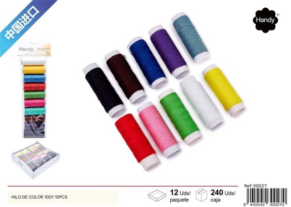 Hilo de color (100 yardas, 10 piezas) - Accesorios de costura