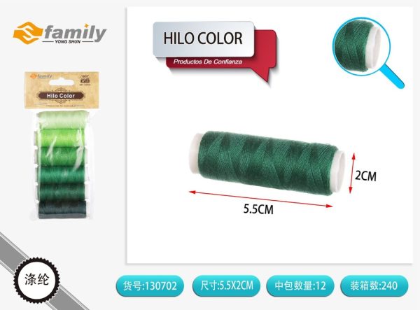 Hilo de color degradado verde 6pcs para costura y manualidades