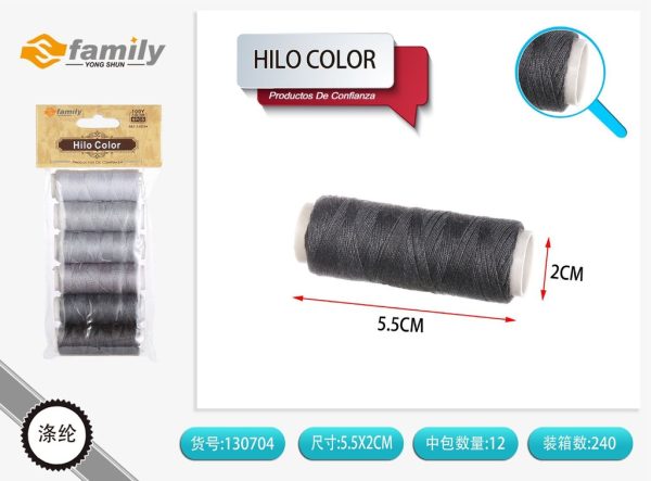 Hilo de color gris degradado 6PCS para costura y manualidades