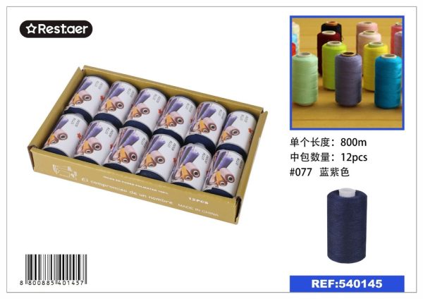 Hilo de coser 800m color azul morado - Material de mercería