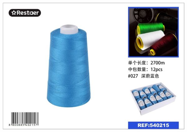 Hilo de costura 2700m color azul oscuro para manualidades y mercería