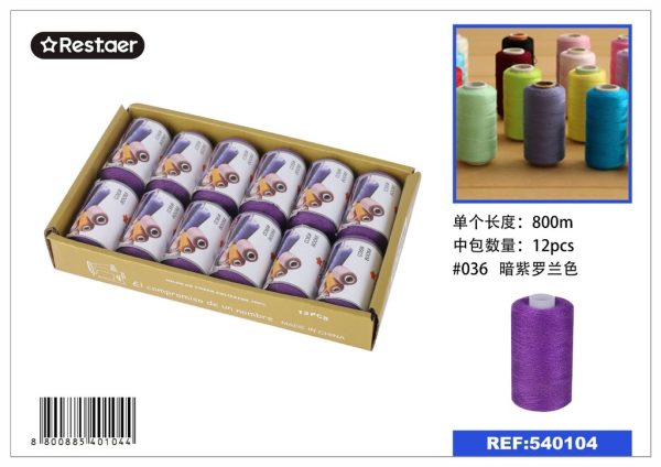 Hilo de costura 800m color violeta para manualidades y costura