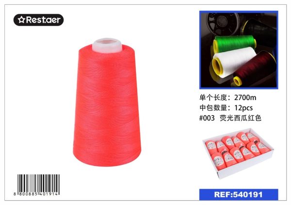 Hilo de costura fluorescente 2700m color rosa sandía para manualidades