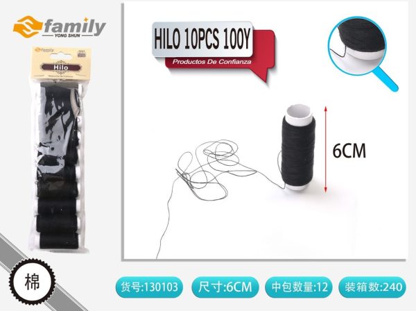 Hilo negro 10 pcs 100 yds - Kit de costura y accesorios