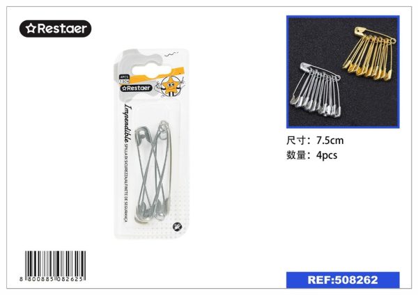 Imperdible plateado 4 pcs*7.5 cm - Accesorios de costura