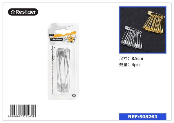 Imperdible plateado 4 pcs*8.5 cm - Accesorios de costura