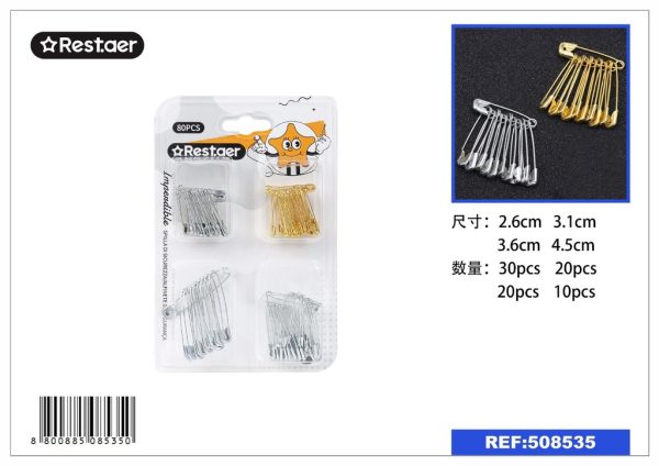 Imperdibles 4 compartimentos 80 pcs - Ganchos de seguridad