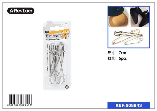 Imperdibles 7.0 cm 6 piezas - Material de costura