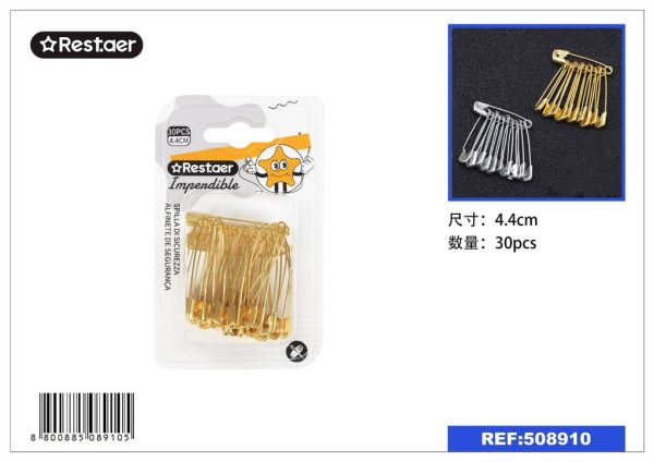 Imperdibles dorados 4.4 cm 30 piezas - Artículos de costura