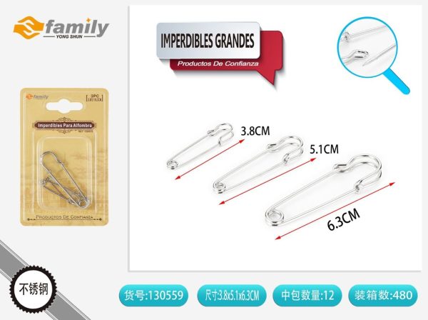 Imperdibles grandes 3,8/5,1/6,3 cm - Accesorios de costura