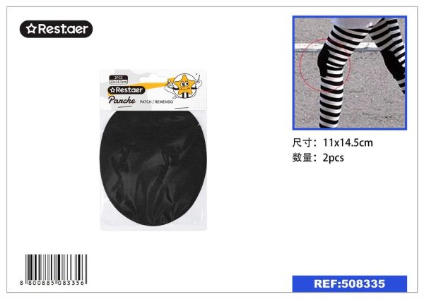 Parche ovalado de poliéster 2pcs negro 11*14.5cm - Accesorios de costura