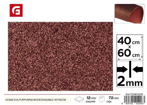 Goma EVA Purpurina Biodegradable 40x60cm - Materiales para manualidades y decoración