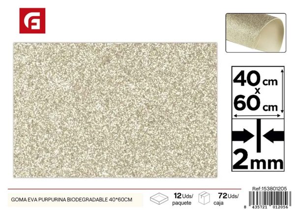 Goma EVA purpurina biodegradable 40*60 cm - Manualidades y goma EVA