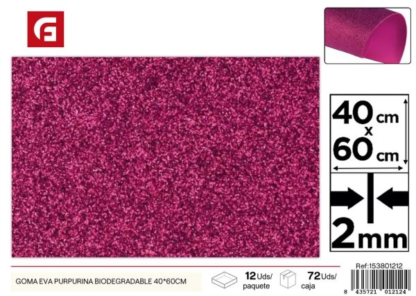 Goma eva purpurina biodegradable 40*60cm - Material brillante y ecológico