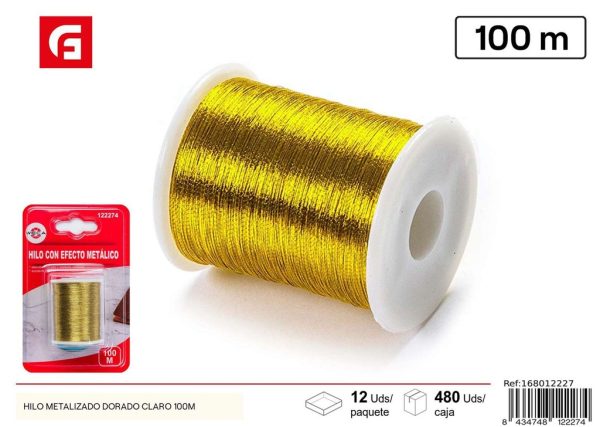 Hilo metalizado dorado claro 100m - Material brillante para manualidades