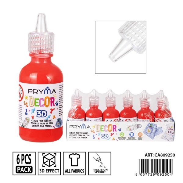 Pintura 3D textil 30ml rojo - Pinturas y tintes