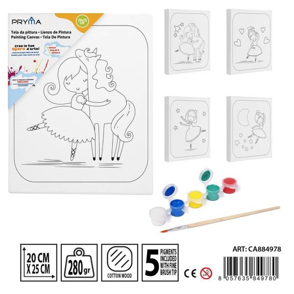 Set de lienzo para colorear + pincel y pintura 20x25cm - Artículos de arte