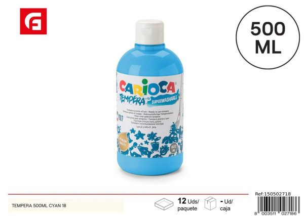 Témpera 500ml color cyan para manualidades y pintura